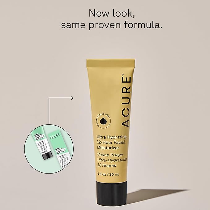 Acure Ultra Hydrating 12 Hour Facial Moisturizer - Intense Morning Moisture for Dry Dull Skin - Infused Blend of Adaptogens Aswagandha & 7 Supergreens - All Natural Vegan Cream Formula - 1 Fl Oz-FemmiqueWomen