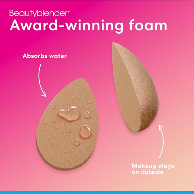 Beautyblender® | Nude Beige Beauty Blender Makeup Sponge, Super-Soft Foam Easily Blends Foundations, Powders & Creams, Made in USA, Reusable, Washable, Streak Free Application, Vegan, Cruelty Free-FemmiqueWomen