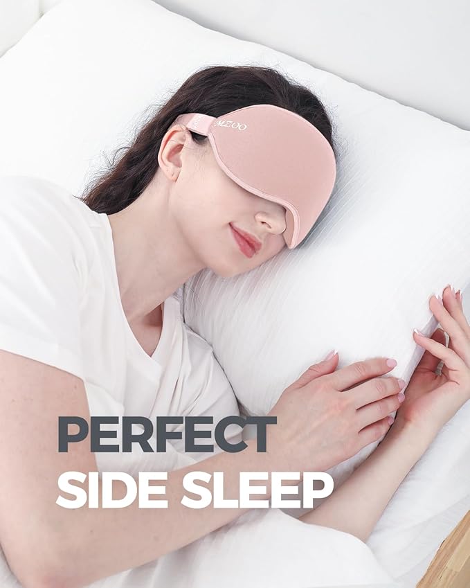 MZOO Luxury Sleep Mask for Back, Side Sleeper, Complete Light Blocking Sleeping Eye Mask Night Blindfold, 3D Zero Pressure & Spacious for Lash Extensions, Breathable Soft Eye Cover Flight Nap Travel-FemmiqueWomen