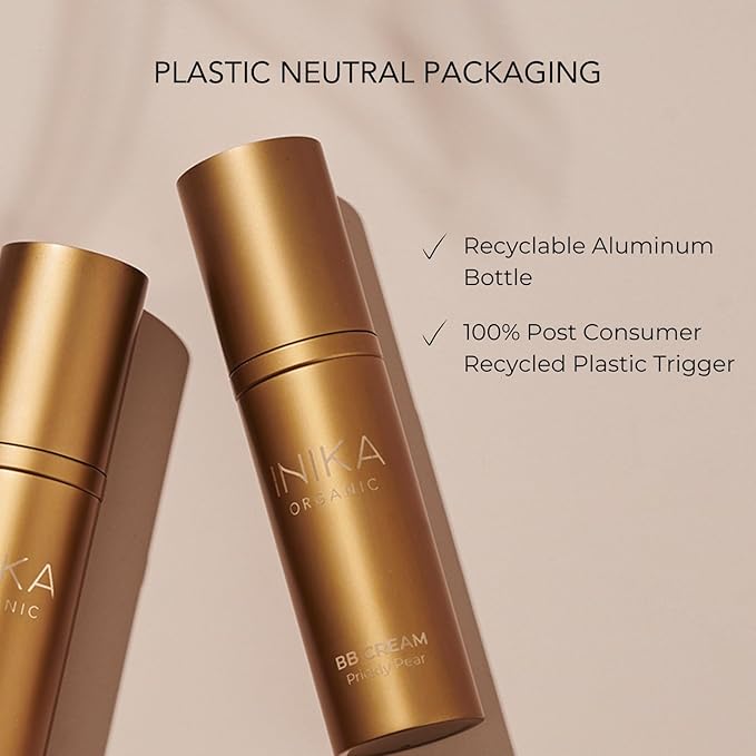 INIKA Organic BB Cream Foundation - Vegan Makeup with Hydrating Prickly Pear, Jojoba, and Pomegranate Seed Oil - Lightweight Glow for Balanced Skin Tone, Tan, 1 fl oz-FemmiqueWomen