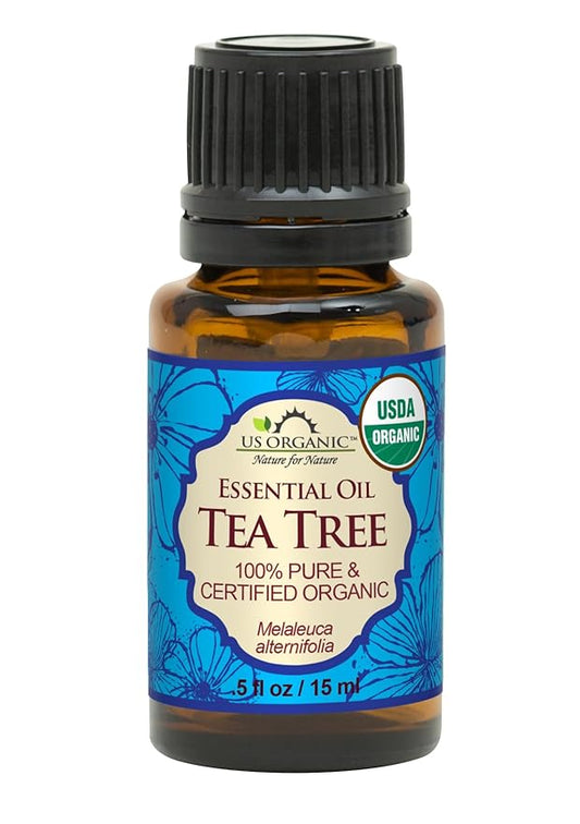US Organic 100% Pure Tea Tree Essential Oil, Steam Distilled, USDA Certified Organic, for Hair, Skin, Scalp, Foot, Toenails, and More. Sourced from South Africa, Undiluted, Non-GMO (15 ml)-FemmiqueWomen