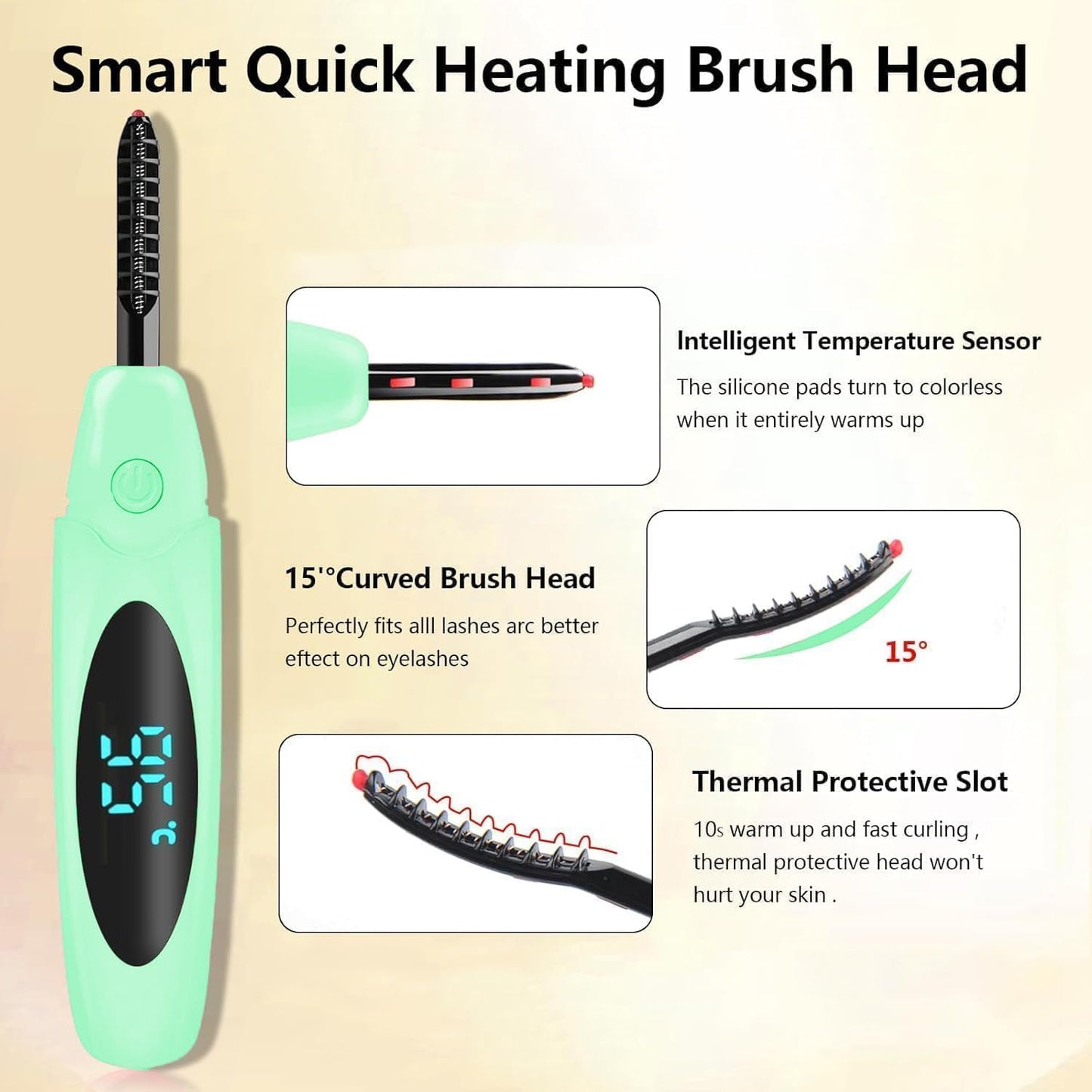 Heated Eyelash Curlers Electric Eyelash Curler with LED Display, 3 Temperature Modes Anti-Burn USB Rechargeable Natural Curling 24H Long Lasting for Women Makeup Tools Gifts LS423-FemmiqueWomen