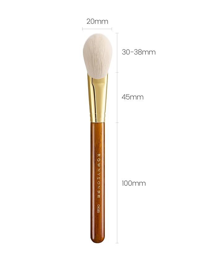 Desert Oak Series CM 160 Angled Blush Brush for Cheeks – Ideal for Powder & Cream Blush, Golden Brass Ferrule, Ebana Bubinga Handle, Soft Nylon Bristles-FemmiqueWomen
