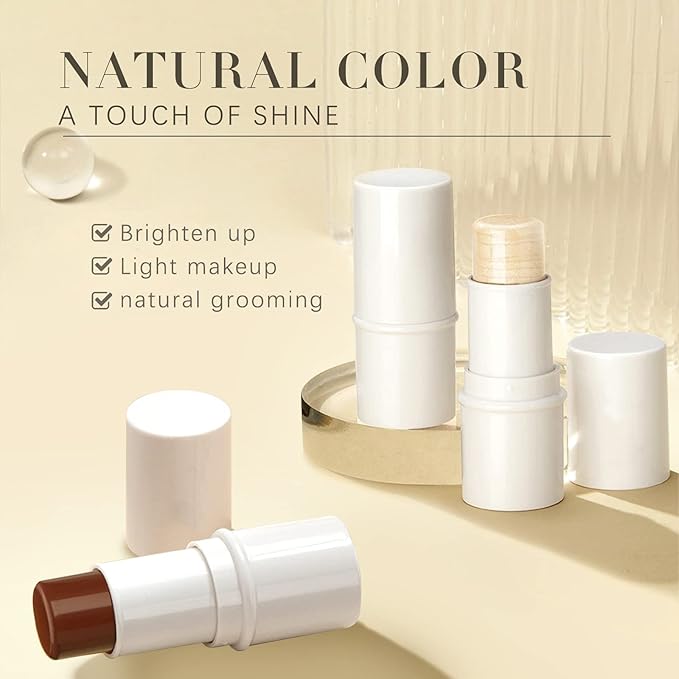 3 Colors Highlilghter Contour Blush Sticks Creamy Sticks for Cheeks, Eyes Cosmetics Stick Set, 3 in 1 Long Lasting Waterproof Moisturizer Makeup Sticks for All Skin-FemmiqueWomen