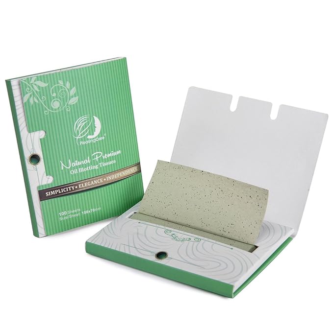 Natural Green Tea Oil Absorbing Tissues - 200 Counts in 2 Pack, Premium Face Oil Blotting Paper - Take 1 Piece Each Time Design - Large 10CM Oil Absorbing Sheets, No Waste and Easy to Carry in Pocket!-FemmiqueWomen