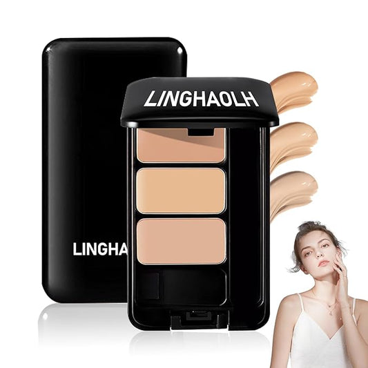 3 Colors Corrector Palette,Full Coverage Cream Concealer Liquid Foundation with Brush,Waterproof Color Correcting Concealer Long Lasting Foundation Contour Makeup Palette for Women-FemmiqueWomen