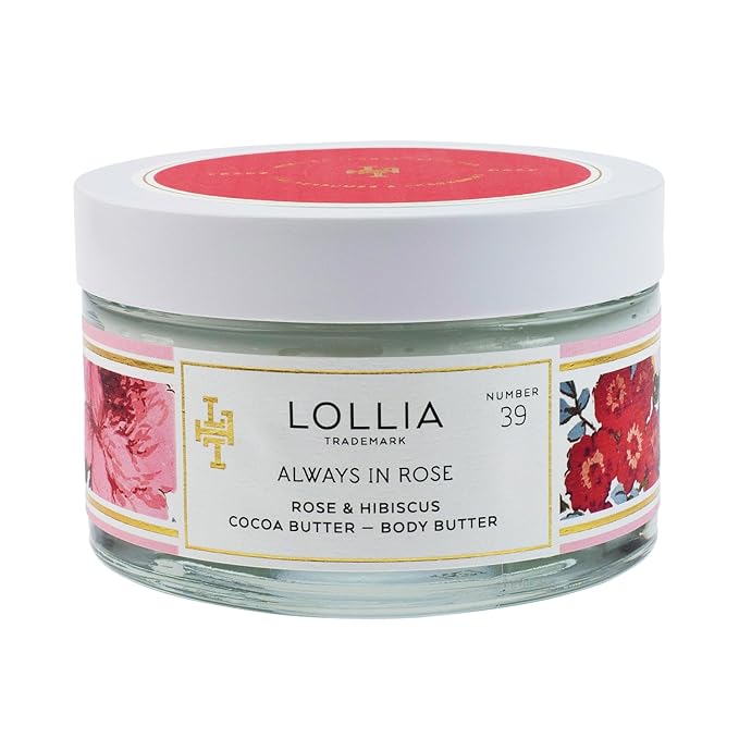 LOLLIA Always in Rose Body Butter, 5.5 oz. - Rose & Hibiscus Fragrance – Shea Butter & Cocoa Butter, Body Lotion for Women, Hydrating & Smooth Body Moisturizer-FemmiqueWomen