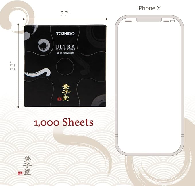 Super Value Pack 1000-Sheets Natural Oil Blotting Paper for Oily Skin, Toshido 3 Type Paper - Type Green tea, oil blotting paper Natural Hemp Oil Absorbing Sheets for Face (Green Tea)-FemmiqueWomen