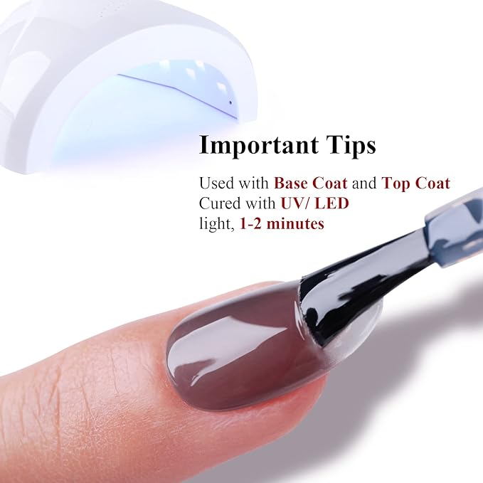 Jelly Gel Nail Polish, Jelly Black Nail Polish Gel Translucent Sheer Spring Summer Neutral Nail Gel Polish Soak off UV LED Light for Nail Art DIY Manicure 0.5 Fl Oz