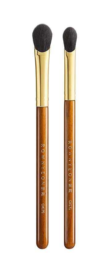 CM 170 & 171 Desert Oak Series Thumb Eyeshadow Brush DUO Set - Large & Small, Curved Finger Contour for Lid & Crease, Premium Goat Hair & Bubinga Handle, Perfect Pair for Blending, Shimmer & Detail-FemmiqueWomen
