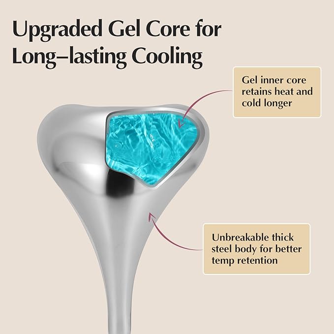 2-in-1 Gua Sha Cryo Sticks, Facial Skin Care Tools for Women Face and Eyes Massage, Unbreakable Stainless Steel Esthetician Supplies, Cooling Spa Ice Globes Roller with Carry Case-FemmiqueWomen