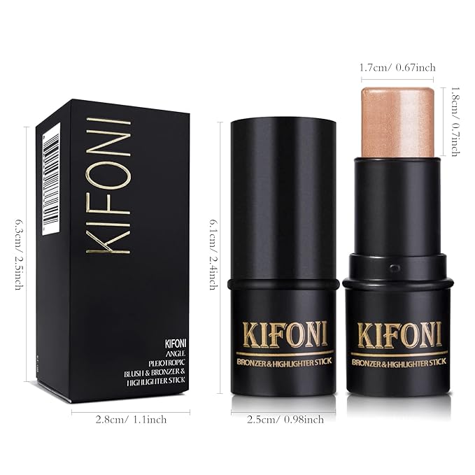 2 Pcs Cream Contour Stick Makeup Kit, Cream Highlighter Stick & Contour Bronzer Stick for Cheeks, Lightweight Blendable Smooth -Highlighter (#03 Champagne Gold #06 Silver)-FemmiqueWomen