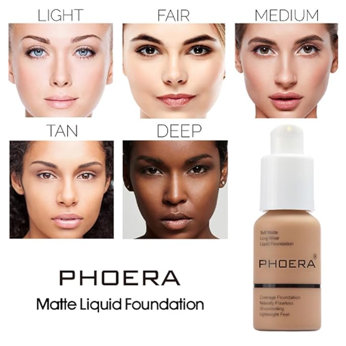 2Pcs Liquid Foundation Full Coverage 24HR Matte Oil Control Concealer 30ml (Nude & Buff Beige) with Kabuki Foundation Brush Flat Top (1pcs-101)-FemmiqueWomen