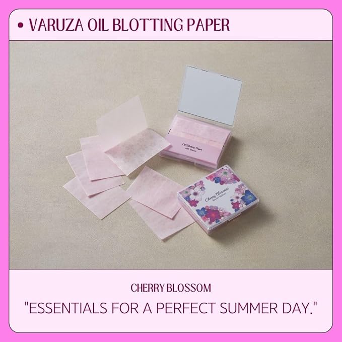 [600 Counts Refills Only] Cherry Blossom Natural Oil Blotting Sheets for Face with Mirror Case and Refills-FemmiqueWomen