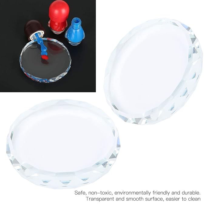 2PCS Nail Art Painting Color Toning Glass Board, Mixed Color Palette Makeup Display Board,Nail Polish False Eyelash Glue Hold Makeup Pallet Nail Art Display Cosmetic Mixing Tools-FemmiqueWomen