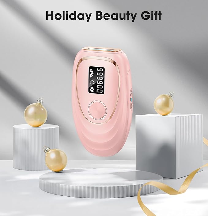 IPL Laser Hair Removal Device for Women & Men - Home 45°F Ice-Cooling Contact for Painless & Long-Lasting Results, 86% Hair Reduction in 3 Weeks for Full Body & Bikini Line, Light Pink-FemmiqueWomen