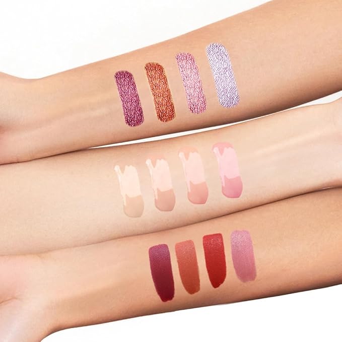 12Pcs Liquid Lipstick Makeup Set, Shades with 4Pcs Metallic Color Lipstick, 4Pcs Hydrating Lip Oil and 4Pcs Longwear Waterproof Matte Lipstick Gift Kit for Women (SET C)-FemmiqueWomen