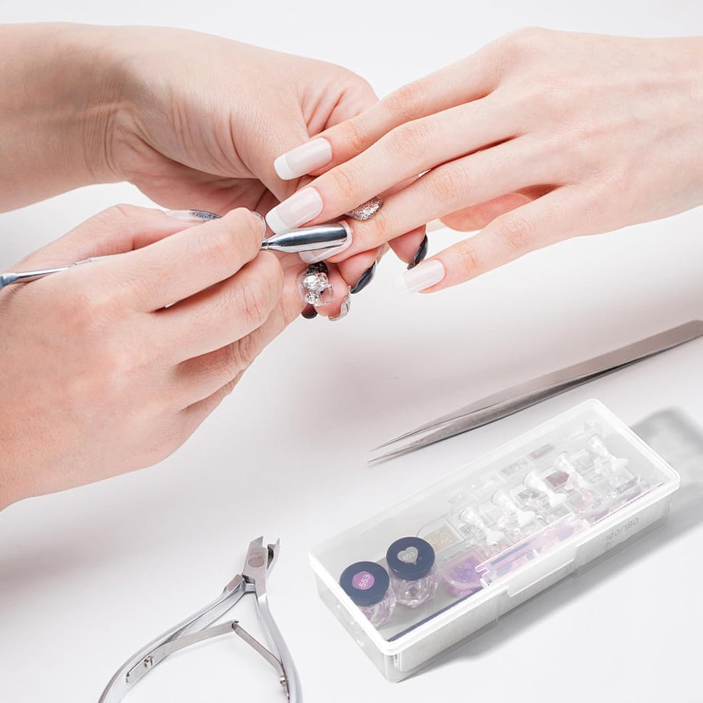 12Pcs Clear Manicure Tool Box, Personal Nail Box Storage Case for Organizing, Plastic Nail Tool Box for Manicure Pedicure Kit-FemmiqueWomen