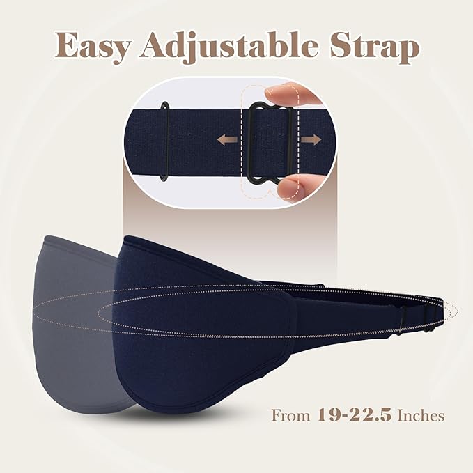 3D Cooling Eye Mask Sleep Mask for Men & Women, 100% Pressure-Free & Light Block-Out Eye Mask for Sleep with Easy Adjustable Strap, Night Eye Cover for Travel, Blue-FemmiqueWomen