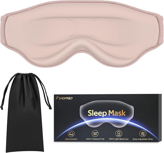 3D Cooling Eye Mask Sleep Mask for Men & Women, 100% Pressure-Free & Light Block-Out Eye Mask for Sleep with Easy Adjustable Strap, Night Eye Cover for Travel, Pink-FemmiqueWomen