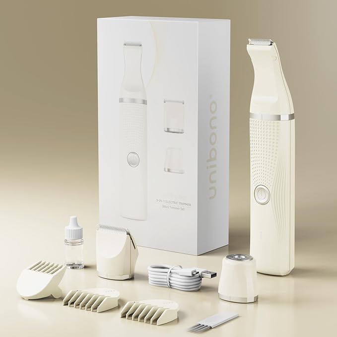 3-in-1 Electric Razor for Women - Waterproof Bikini Trimmer,Rechargeable Electric Shaver for Lady,Pubic Hair Trimmer Women,Personal Trimmer Groomer for Body Hair (Cream, LY)-FemmiqueWomen