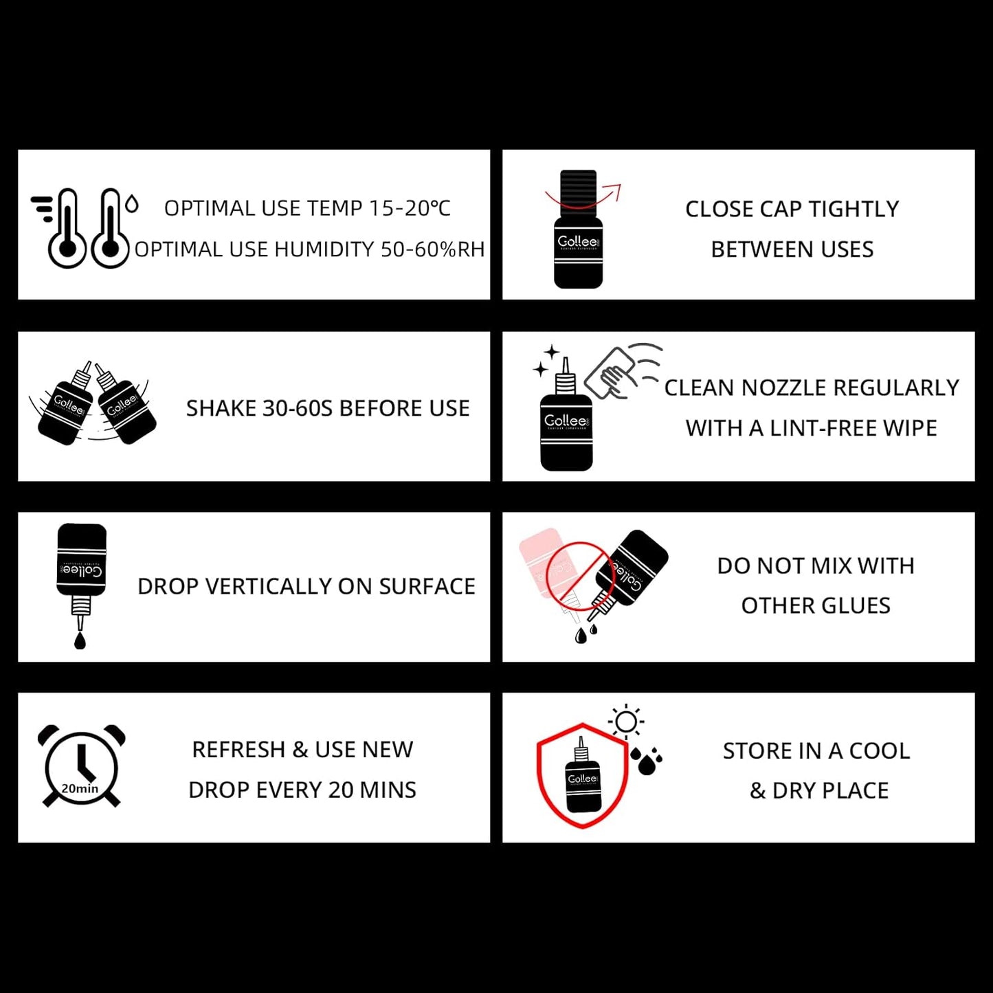 Eyelash Extension Glue - 0.5 Sec Fast Drying, 8 Week Retention (0.17fl.oz / 5ml) Waterproof Black Adhesive for Semi-Permanent Lash Extensions - Professional Use Only-FemmiqueWomen