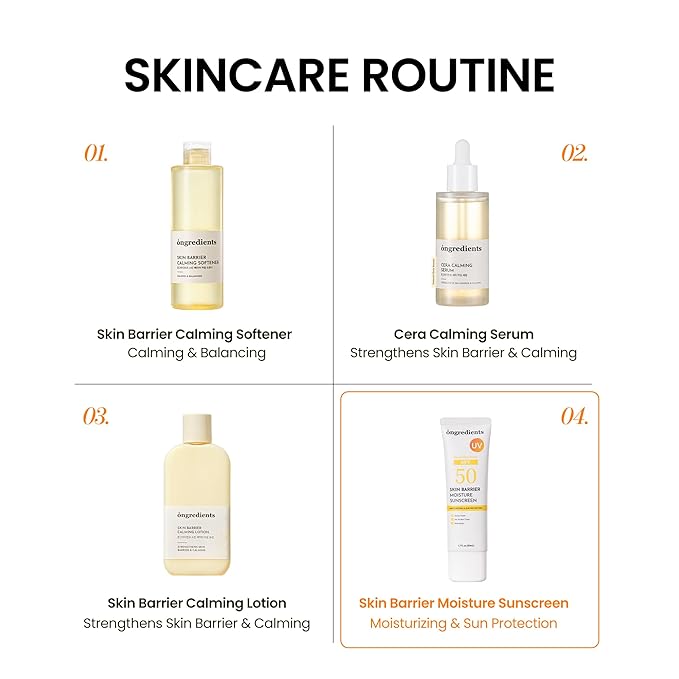 ONGREDIENTS Skin Barrier Moisture Sunscreen Broad Spectrum SPF 50, Glowy Finish, Non-Sticky, No White Cast, Hydrating, Moisturizing, Airy Texture, Korean Skin Care, All Skin Types (1.7 fl. Oz)-FemmiqueWomen