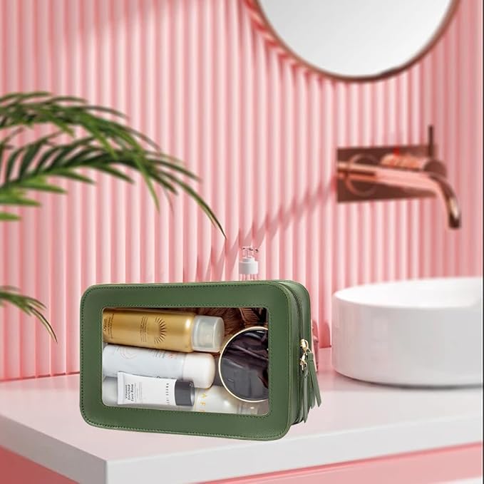 Clear Makeup Bag Small, TSA Approved Portable Toiletry Bag with Zipper Cosmetic Travel Bag Makeup Organizer Case Mini Makeup Pouch for Purse Car Organizer Bag for Women Men-FemmiqueWomen