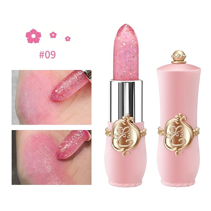 3 Pcs/Set Flower Jelly Lipstick Set Temperature Change Moisturizer Long Lasting Nutritious Glossy Shine Lip Balm Magic Gold Crystal PH Color Change Lip Gloss for Women-FemmiqueWomen