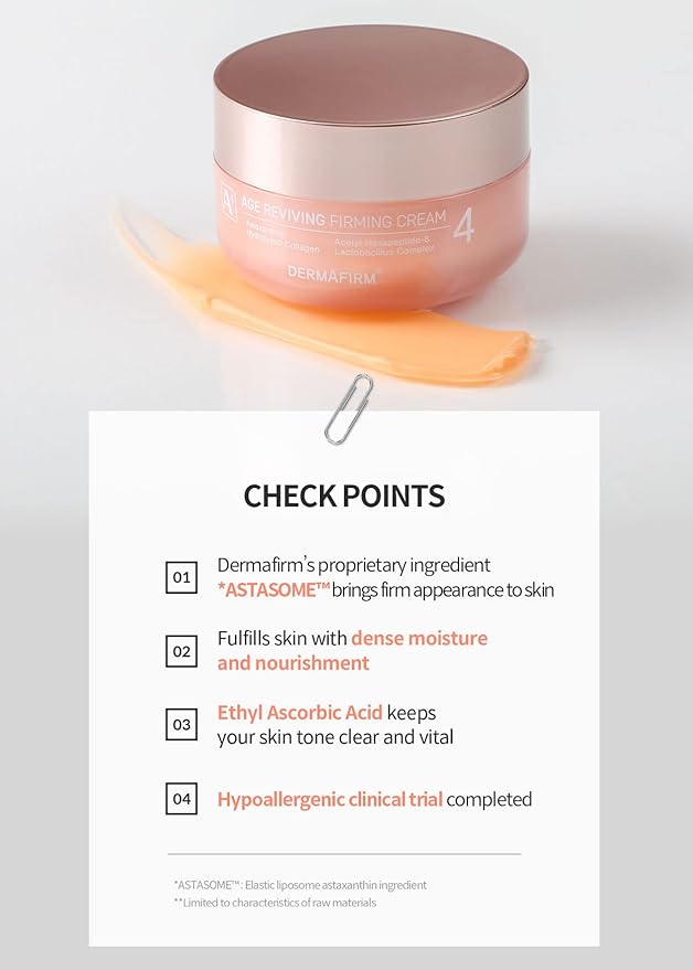 Dermafirm Age Reviving Firming Cream Facial Moisturizer A4 | Hydrating Face Moisturizer for Pore Firming & Skin Elasticity w/Collagen, Astasome & Peptide | No Animal Trials No Paraben 1.69 fl oz-FemmiqueWomen