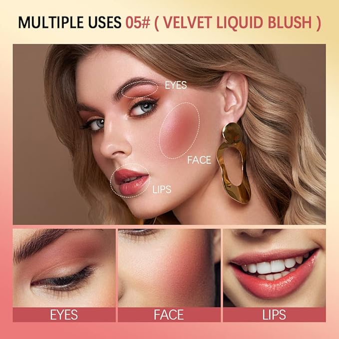 2 Colors Liquid Blush,Soft Cream Face Blush, Dewy Cheek Tint, Long Lasting Natural Matte Finish Looking,Moisturizing Lightweight Blendable Feel (02-HAPPY / 04 - LOVE)-FemmiqueWomen
