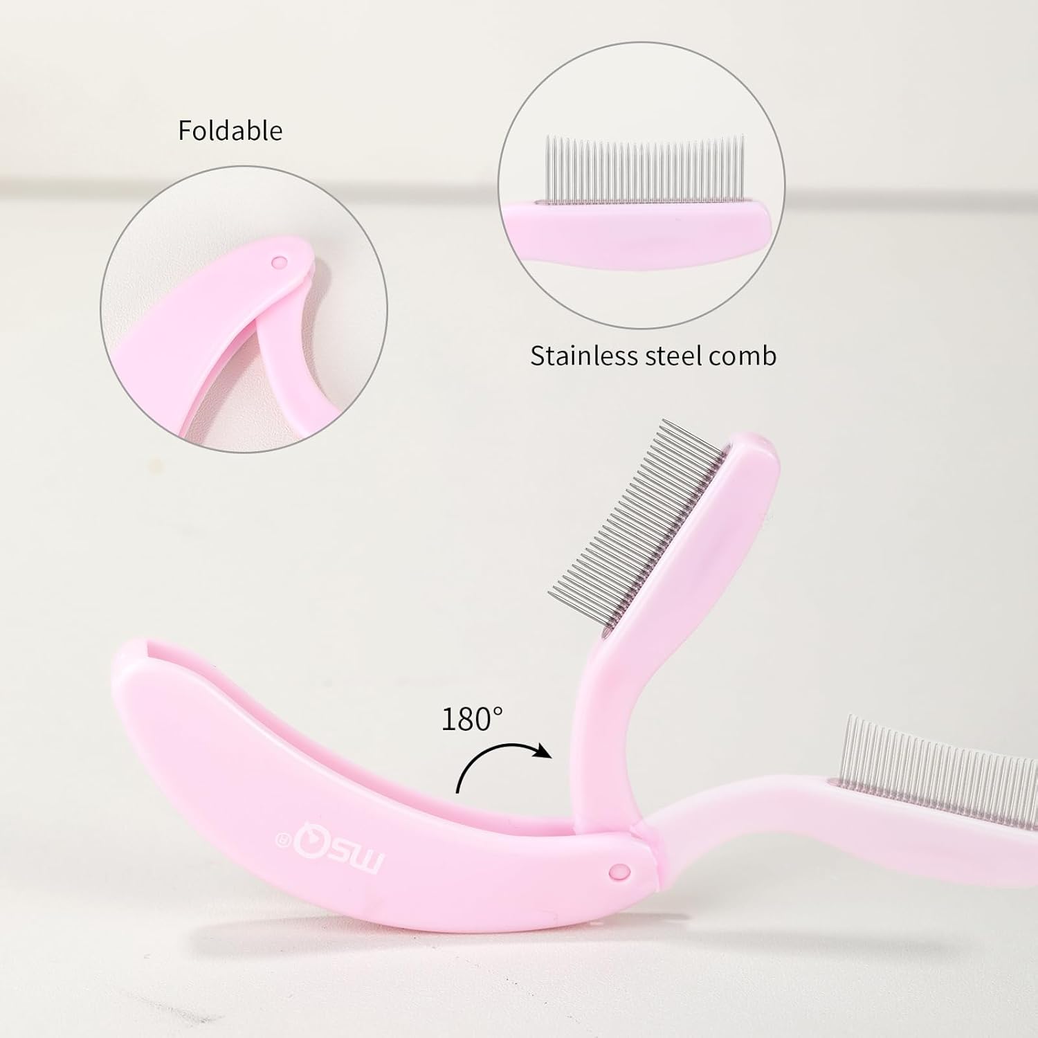 Eyelash Comb MSQ Eyelash Separator Tool Eyelash Comb Separator Folding Eyelash Brush Separator Lash Comb for Eyelash Makeup Brush (Pink)-FemmiqueWomen