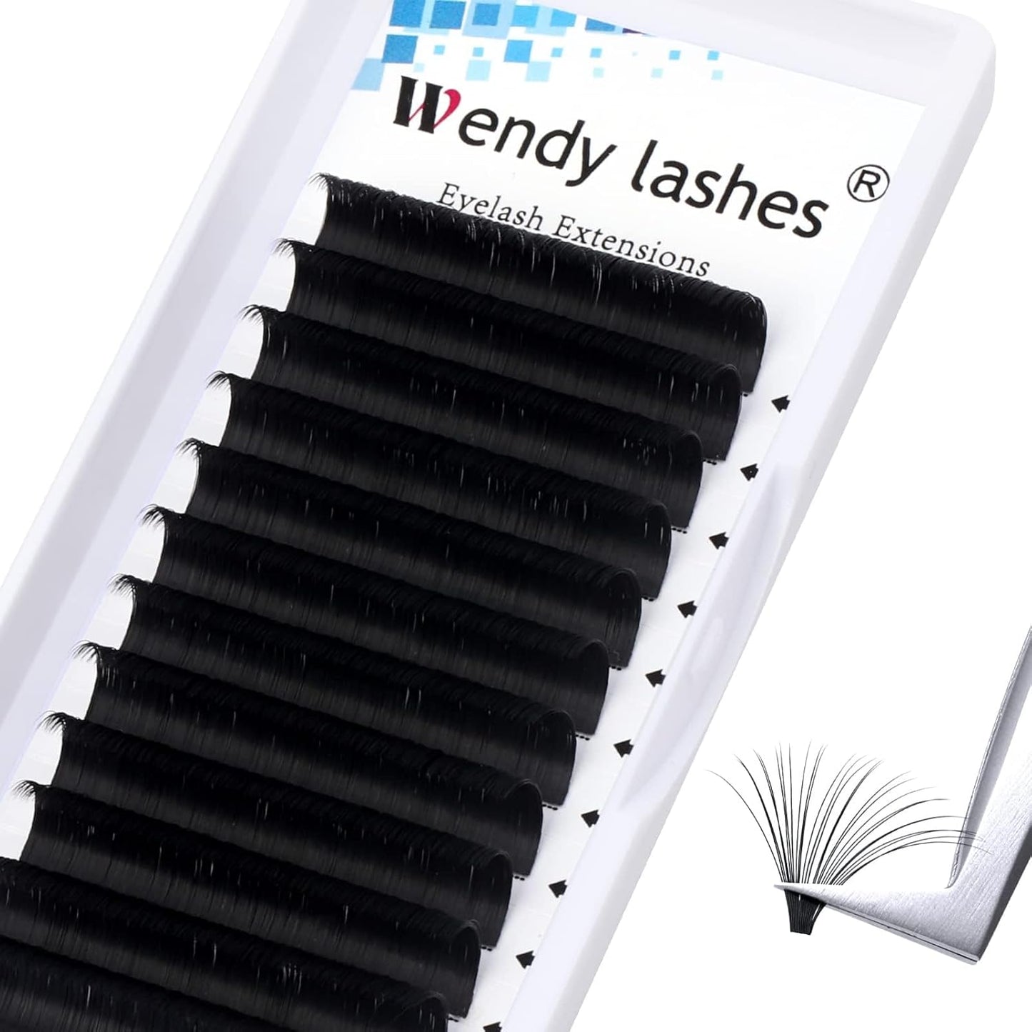 Easy Fan Volume for Lash Artists: Wendy, Handmade Fans for Eyelash Extensions, Self Fanning, Blooming, B-KH, Black, D-0.05-14-FemmiqueWomen