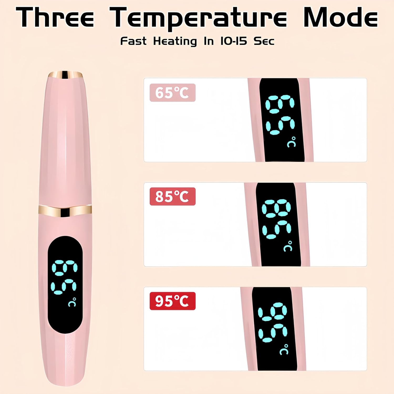 Heated Eyelash Curler, Heated Lash Curler with Led Display Electric Eye lash Curler 3 Temp Settings for Makeup Tools for Achieving A Natural Curl and Long Lasting Eyelashes, Designed for Women, Pink-FemmiqueWomen