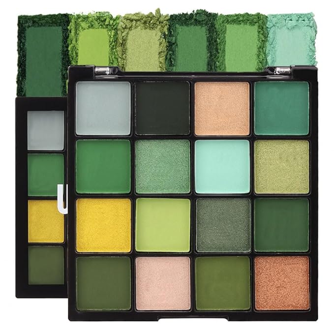 16 Colors Green Olive Matte Shimmer Eyeshadow Palette for Eye Makeup,High Pigmented White Gray Eye Shadow Primers Powder Palet de sombras de ojos-FemmiqueWomen