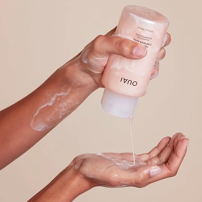 OUAI Thick Shampoo - Moisturizing Shampoo with Keratin, Marshmallow Root, Shea Butter, Avocado Oil for Thick Hair - Strengthens & Hydrates Strands - Paraben, Phthalate & Sulfate Free (10 Fl Oz)-FemmiqueWomen