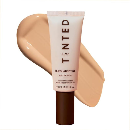 Live Tinted Hueguard Skin Tint SPF 50 - Tinted Mineral Sunscreen with Light-Medium Buildable Coverage With a Hydrating and Radiant Finish - Water and Sweat Resistant, 1.35 fl oz - Shade 10-FemmiqueWomen