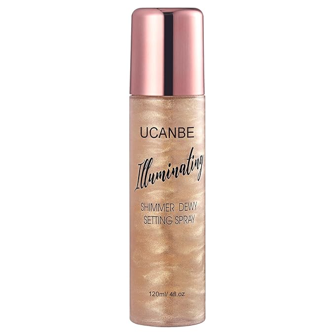 UCANBE Shimmer Dewy Setting Spray – Glowing + Makeup Setting Spray 2 in 1 Lightweight Formula for a Radiant Glow,Long-Lasting Face Mist for Face Body, 4 Fl Oz #Champagne-FemmiqueWomen