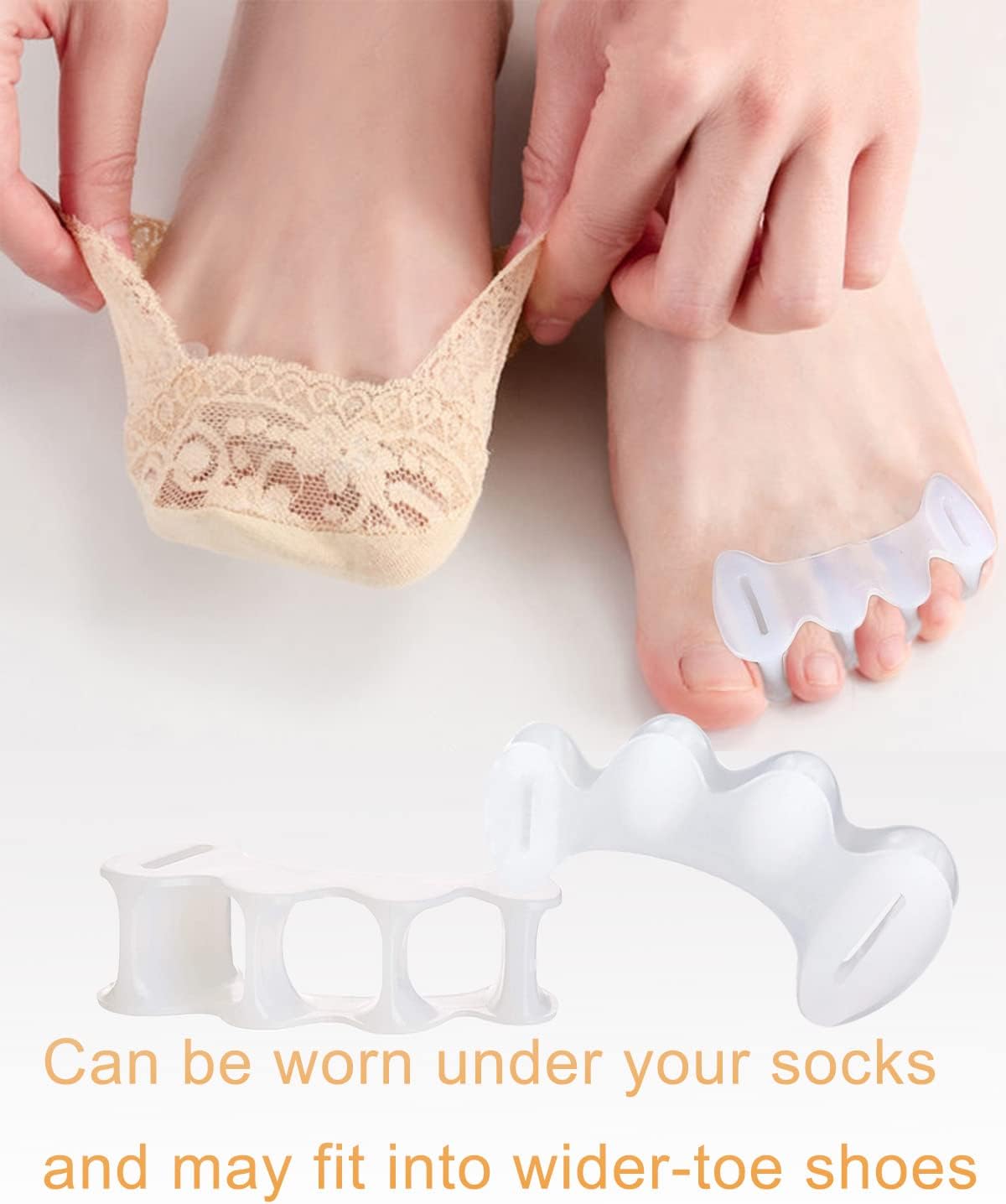 2Pairs Toe Separators Toe Spacers for Women Men to Correct Bunion, Relieve Feet Pain, Foot Alignment, Toe Straighteners for Hammertoes (L, Women Shoe Size 13+, Men:11.5+)-FemmiqueWomen