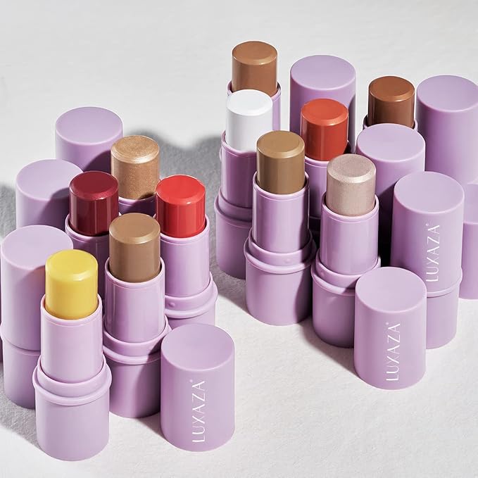 2Pcs Cream Blush Highlighter Makeup Stick Makeup Set for Girls and Women #T Cherry Blush-FemmiqueWomen