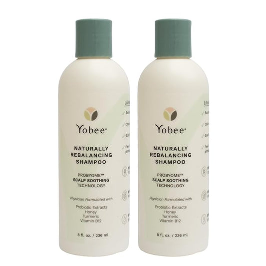Yobee Naturally Rebalancing Shampoo | Dry, Flaky & Itchy Scalp Care with Para Probiotics, Organic Honey & Turmeric, Vitamin B12 & Oat Extracts | Dandruff & Psoriasis Relief (2 Bottles)-FemmiqueWomen