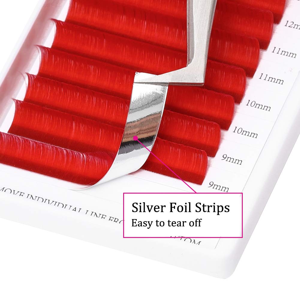 Volume Lash Extensions D Curl Mixed Tray Easy Fan Volume Lashes 0.07 8-14mm Mixed Tray Red Rapid Blooming Mink Eyelash Extensions (Red 0.07-D, 8-14mm Mix)-FemmiqueWomen