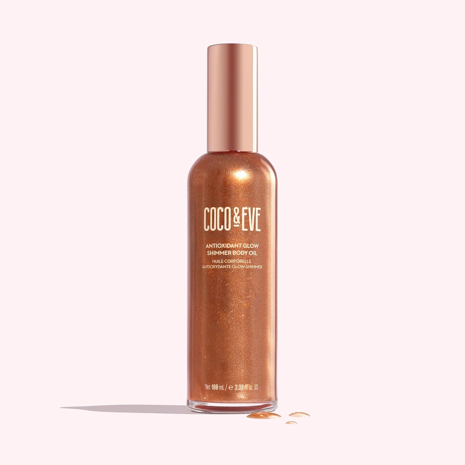 Coco & Eve Antioxidant Glow Shimmer Body Oil - Lightweight Skin Illuminator with Pearlescent Minerals, Natural Glitter, Antioxidants for Shimmering, Moisturizing and Healthy Glow (3.38 Fl Oz)-FemmiqueWomen