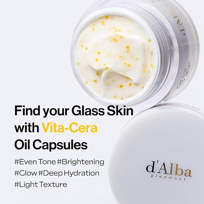 d'alba Piedmont Italian White Truffle Oil Capsule Cream, Glass Skin with Vita-Cera Oil Capsules, Deep Hydration Face Moisturizer (1.94 oz.)-FemmiqueWomen