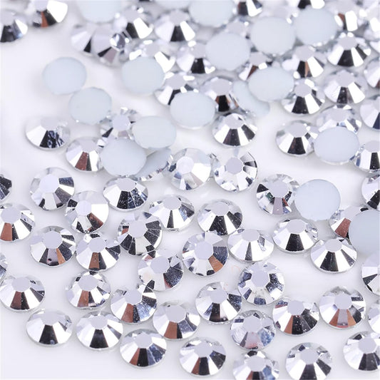 3000 Pieces SS6 2mm Flatback Rhinestones Clear Glass Round Gems Crystals for Nail Art DIY Crafts Clothes Shoes Bags （Silver）-FemmiqueWomen