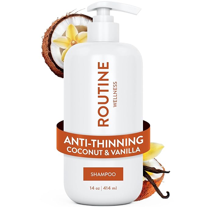 Routine Wellness Anti-Thinning Shampoo for Thinning Hair - Biotin DHT Blocker Women & Men - Color Safe Shampoo for Hair Loss & Healthy Hair - Coconut & Vanilla - 14oz-FemmiqueWomen