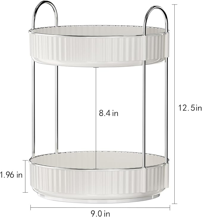 Rotating Makeup Organizer for Vanity, 2 Tier High-Capacity Skincare & Makeup Storage, Perfume Organizer, Cosmetic Dresser, Countertop 360 Spinning-FemmiqueWomen