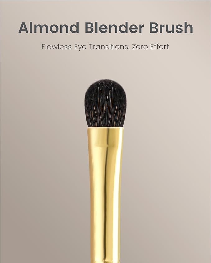 Desert Oak Series Low-Profile Oval Eyeshadow Brush - Gentle Curve for Controlled Blending, Squirrel & Goat Hybrid Bristles (CM 173)-FemmiqueWomen