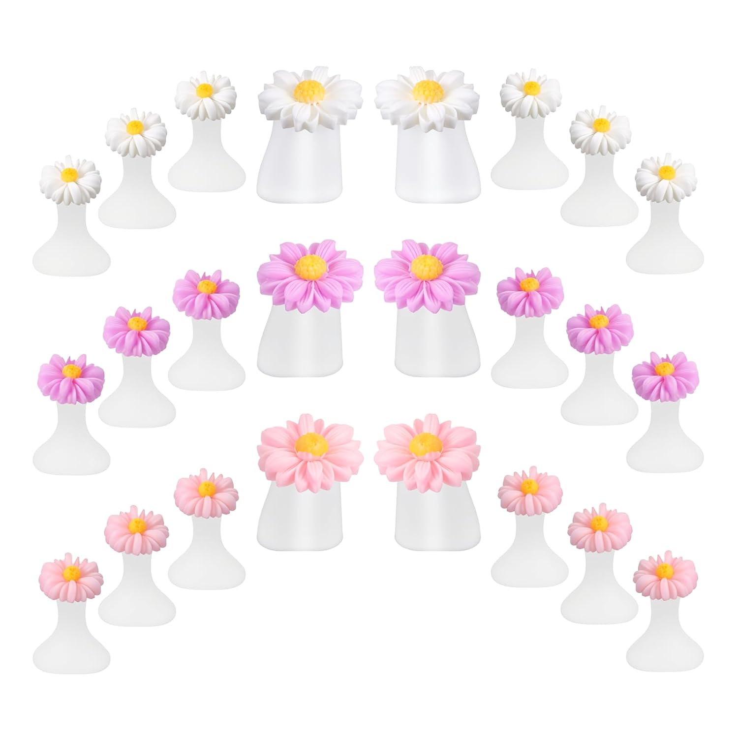 24 PCS Daisy Silicone Toe Separators Flower Toes Spacers Pedicures Silicone Toe Nail Separator Pedicure Toes Dividers for Women Pedicure Nails Salon Foot Spacers Nail Art Tools (Pink, Purple, White)-FemmiqueWomen
