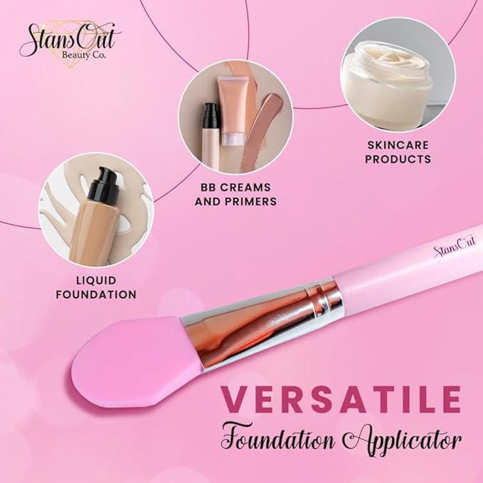 StansOut Foundation Applicator - Liquid Foundation Brush, for Cream or Powder - Easy to Clean - Travel-Friendly, Durable - Ideal for Professional Makeup Results - Pointed Shape, Smooth Silicone Edge-FemmiqueWomen